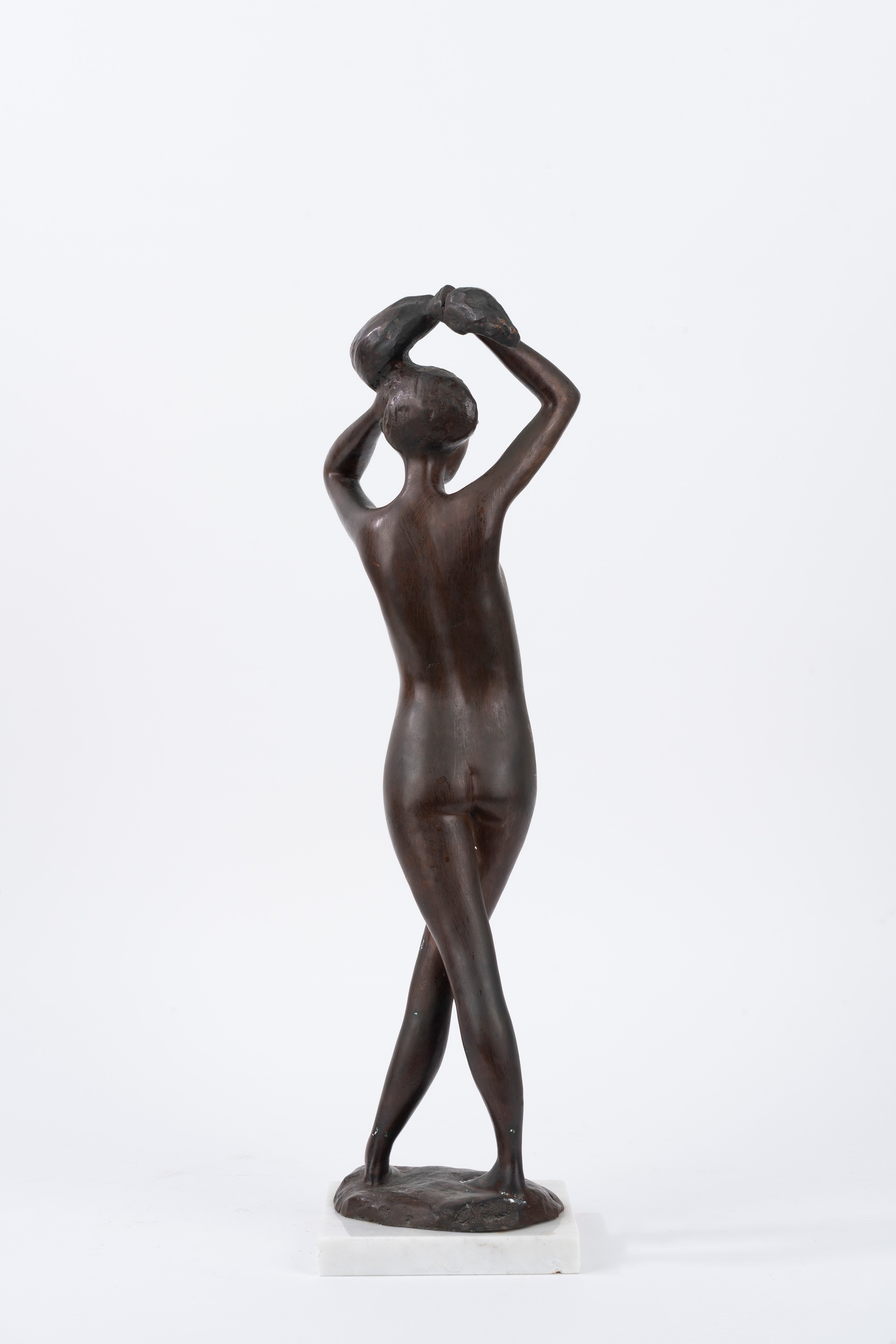 Scuola Italiana del XX Secolo - Scultura in Bronzo Raffigurante Donna che Si Raccoglie i Capelli