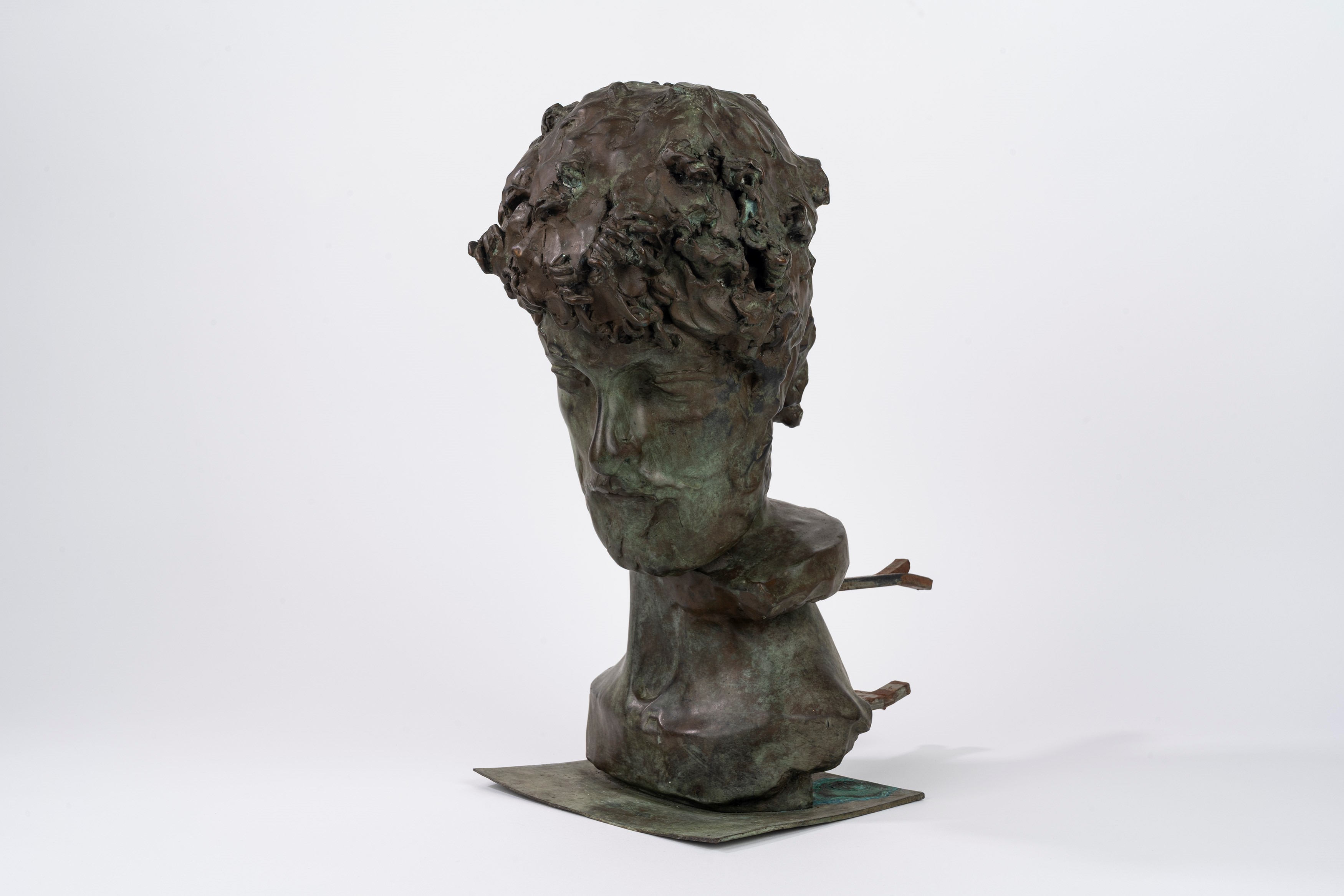 Fonderia Chiurazzi - Testa virile, bronzo patina bruna