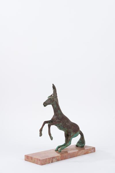 Scultura in Bronzo Raffigurante Cavallo Impennato
