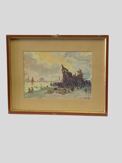 Il Bucintoro in costruzione sul canale della Giudecca