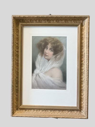 Ritratto femminile, pastello a cera su carta