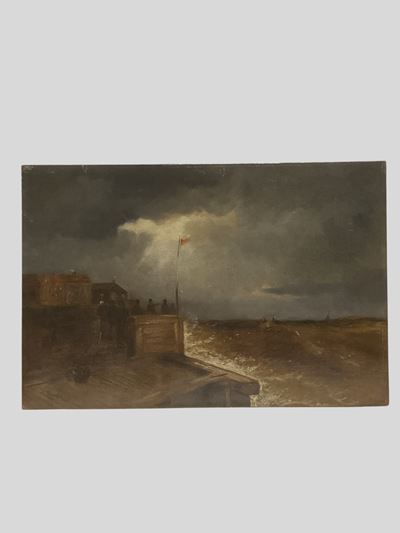 Marina in tempesta, olio su tela
