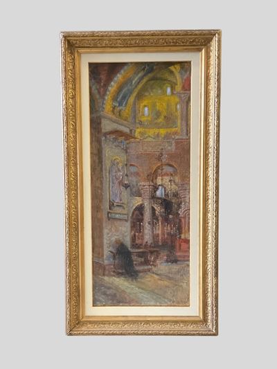 Interno della Basilica di San Marco a Venezia, olio su tela