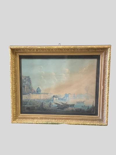 Veduta di Napoli da Mergellina, gouache su carta, 1842