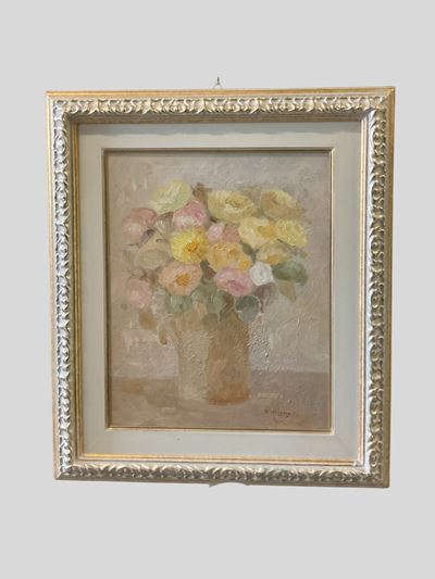 Ranuncoli rosa, olio su tela