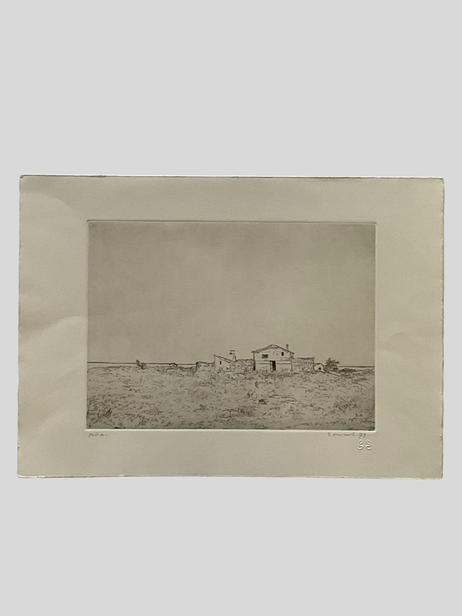 Giovanni Omiccioli - Paesaggi, acquaforte datata 1973