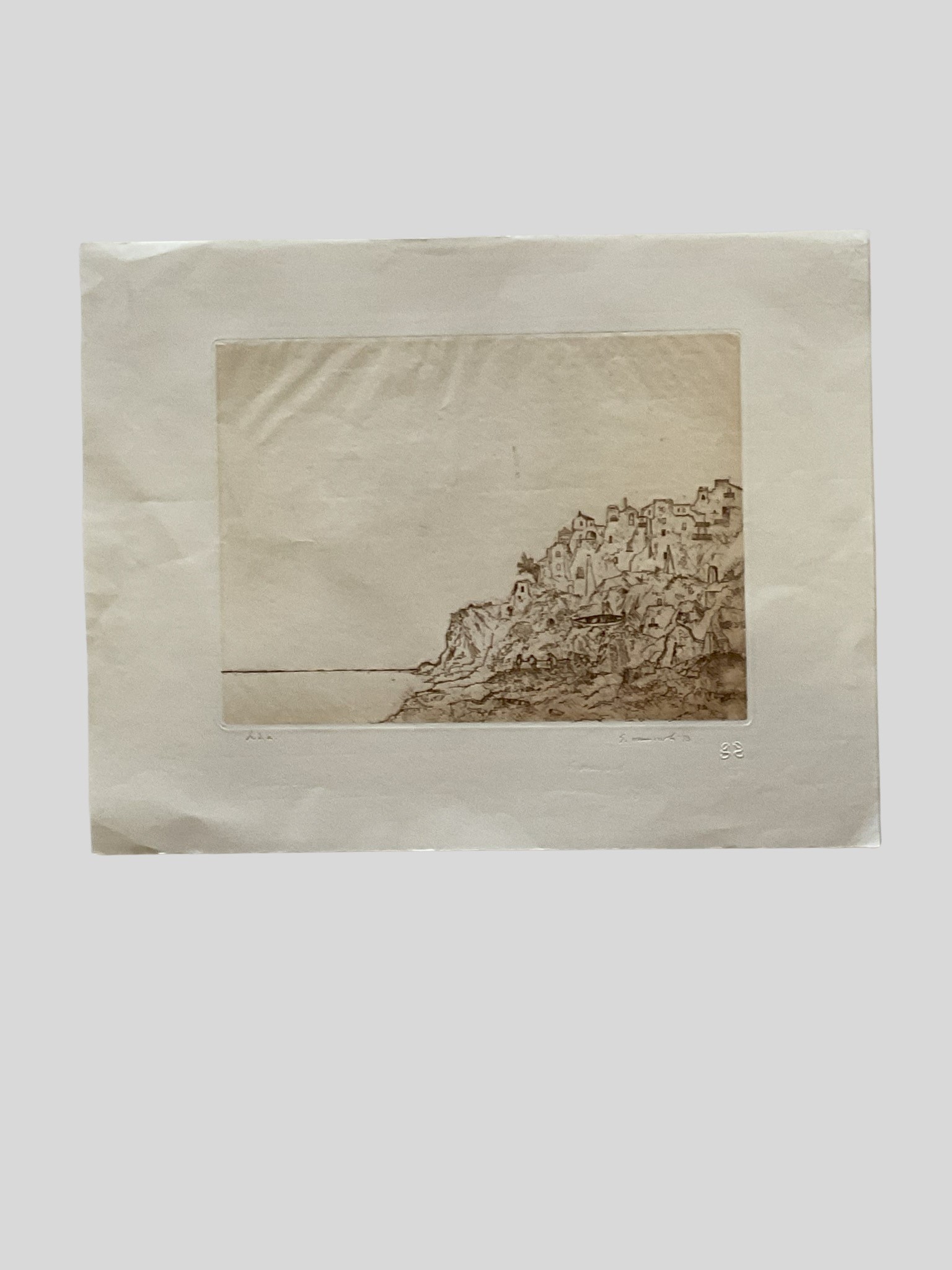 Giovanni Omiccioli - Paesaggi, acquaforte datata 1973
