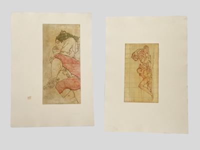 Sabbia & Da Egon Schiele, lastre colorate, 1985