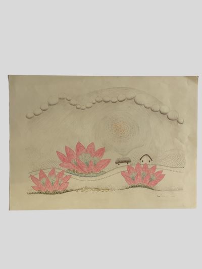 Blooming Hill (Collina in fiore), china su carta, 1977