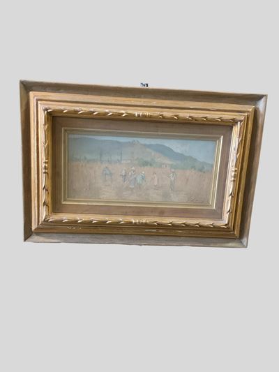 Mietitura in Toscana, olio su cartone telato