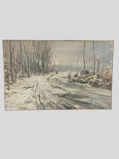 Paesaggio d'inverno, olio su tela