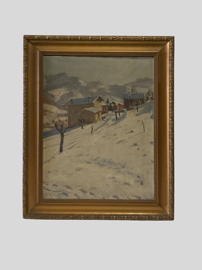 Valle Imagna con la neve, olio su tela