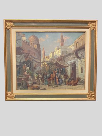 Una via del Cairo, olio su compensato