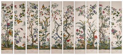 Zuber & Cie. 'Décor Chinois' Wallpaper, Serie Completa di 10 Pannelli, da un Modello del 1832