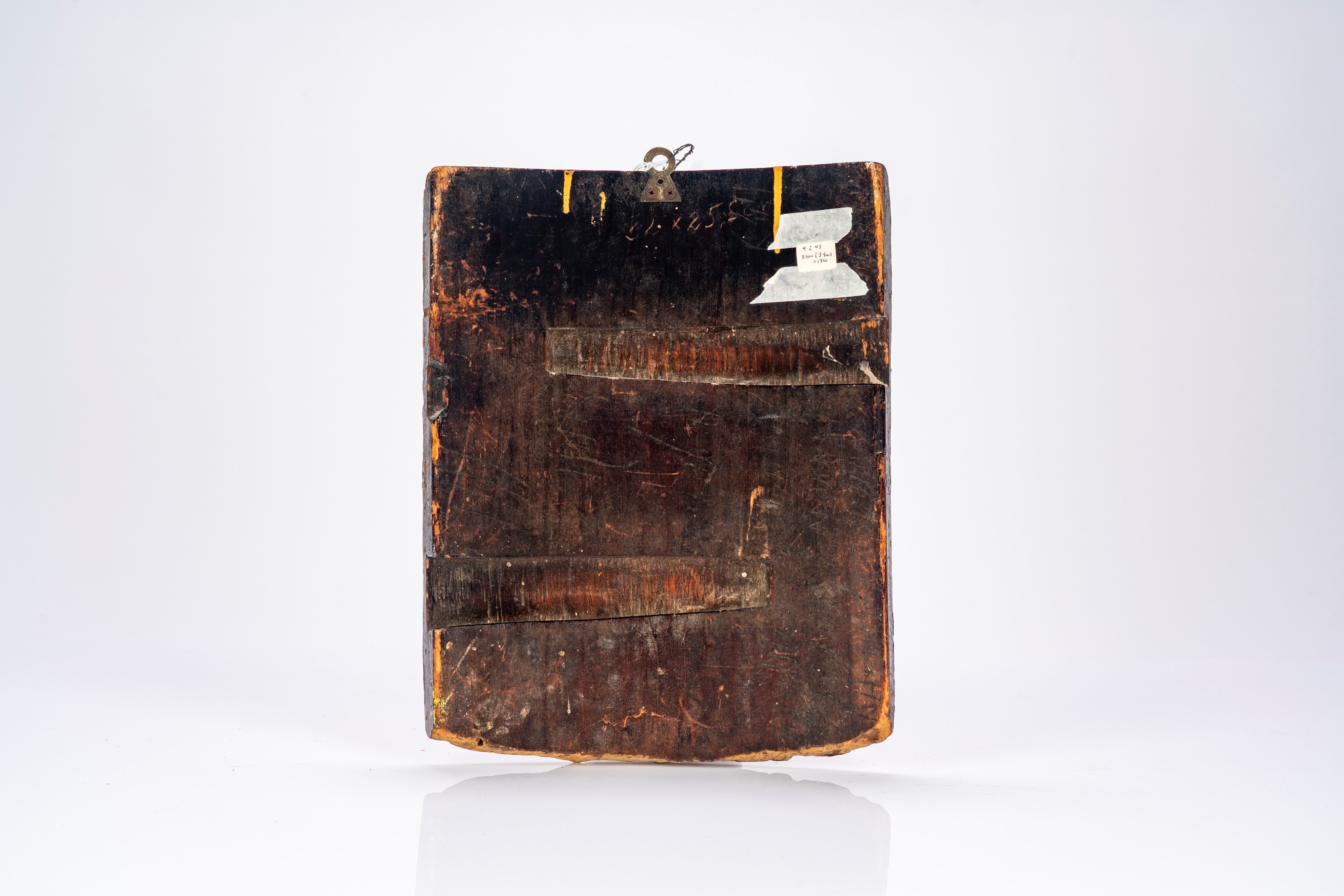 Icona su tavola raffigurante san Demetrio di Tessalonica a cavallo con lancia. Russia, XIX secolo