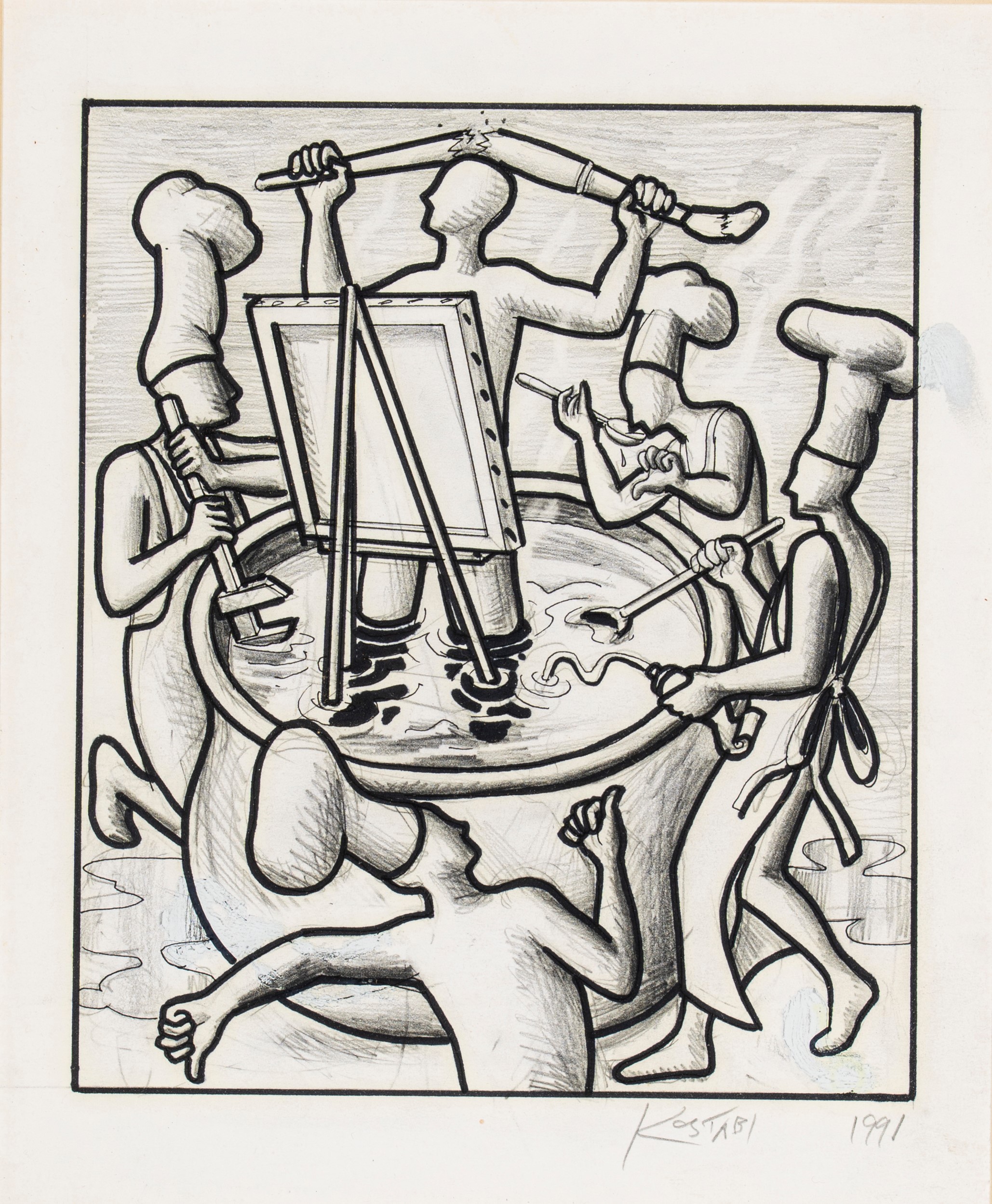 Mark Kostabi - Tastemakers (Soup du jour) 1991 | Arte Moderna e