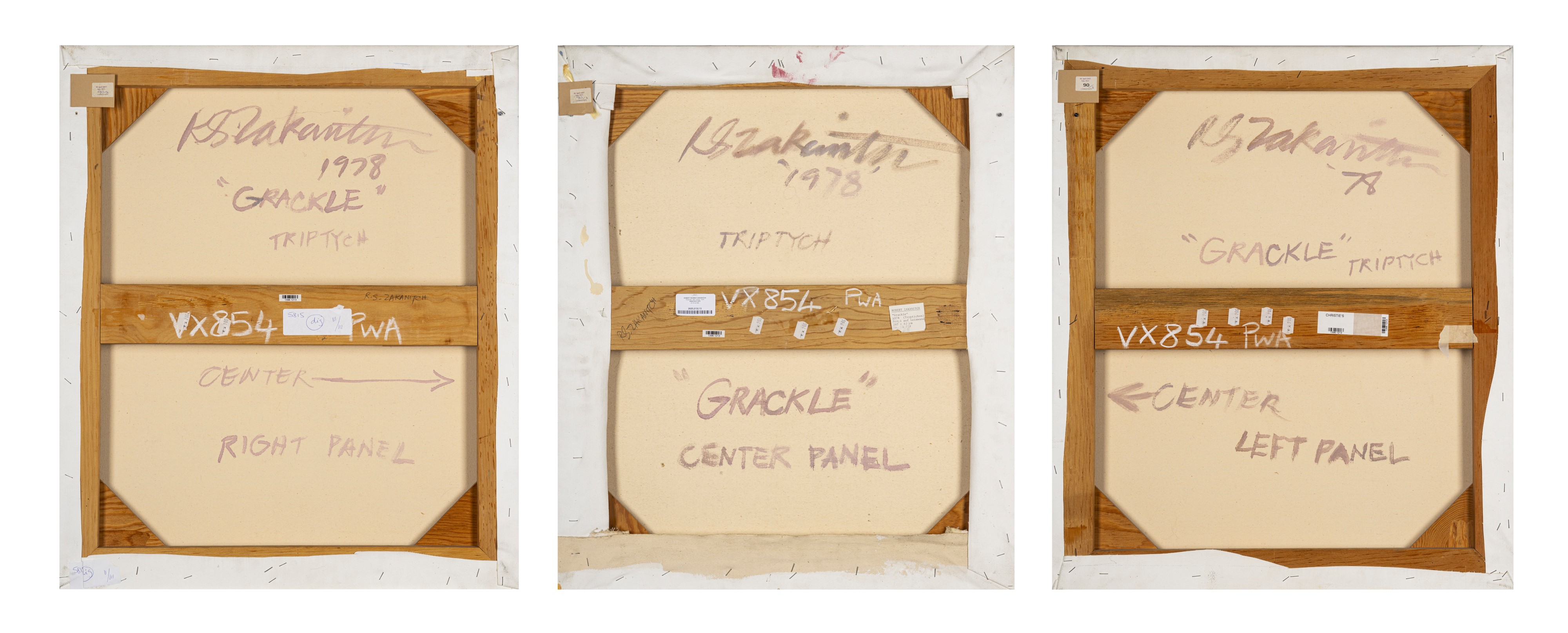 Robert Rahway Zakanitch - Grackle - Trittico acrilico su tela