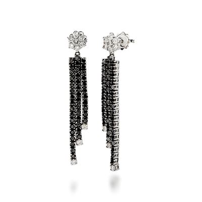 Orecchini in oro bianco 18k con diamanti bianchi e neri