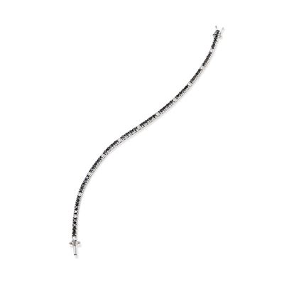 Bracciale tennis in oro bianco 18k con diamanti neri e incolore