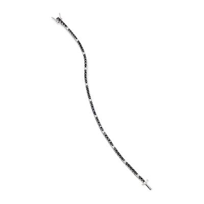 Bracciale tennis in oro bianco 18k con diamanti neri e incolori