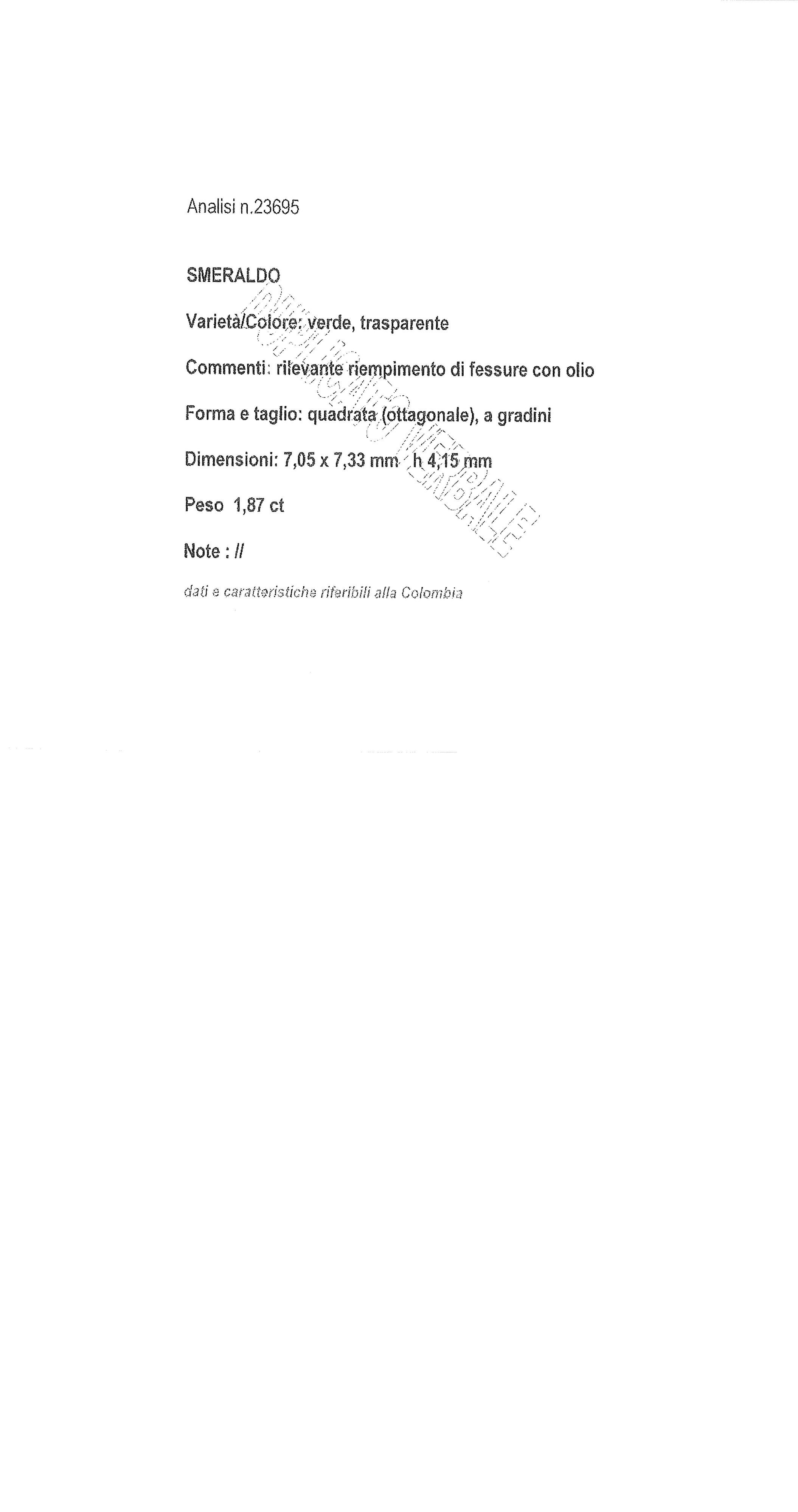 Smeraldo Colombia in Cartina Ct 1,87