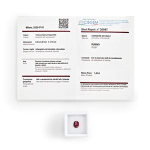 Rubino Tailandia in cartina ct 1,48