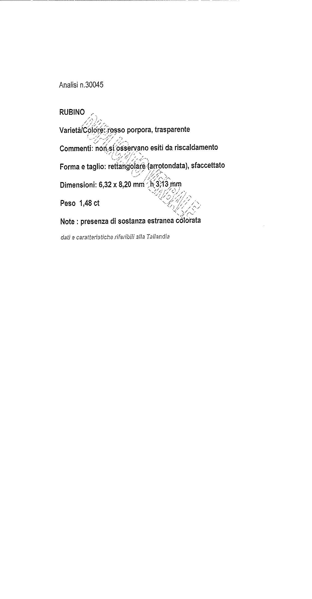 Rubino Tailandia in Cartina Ct 1,48