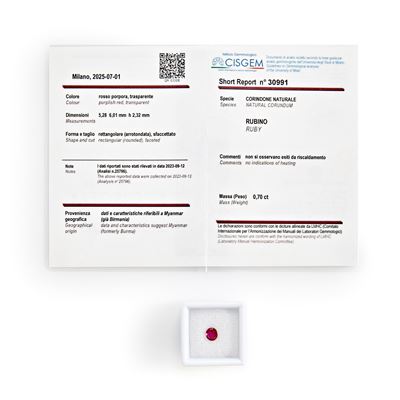 Rubino Burma in Cartina Ct 0,70