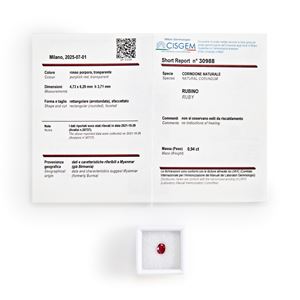 Rubino Burma in cartina di ct 0,94