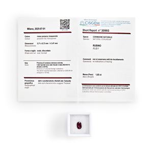 Rubino Tailandia in cartina ct 1,65