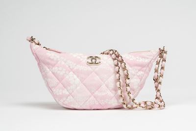 Borsa Hobo in tela denim stampato, cm 29