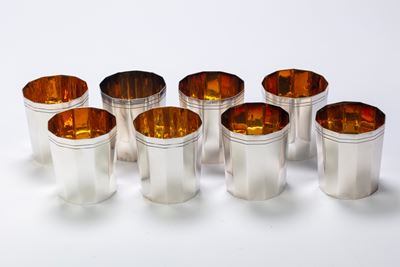 Set di otto bicchieri in argento 925 e vermeil