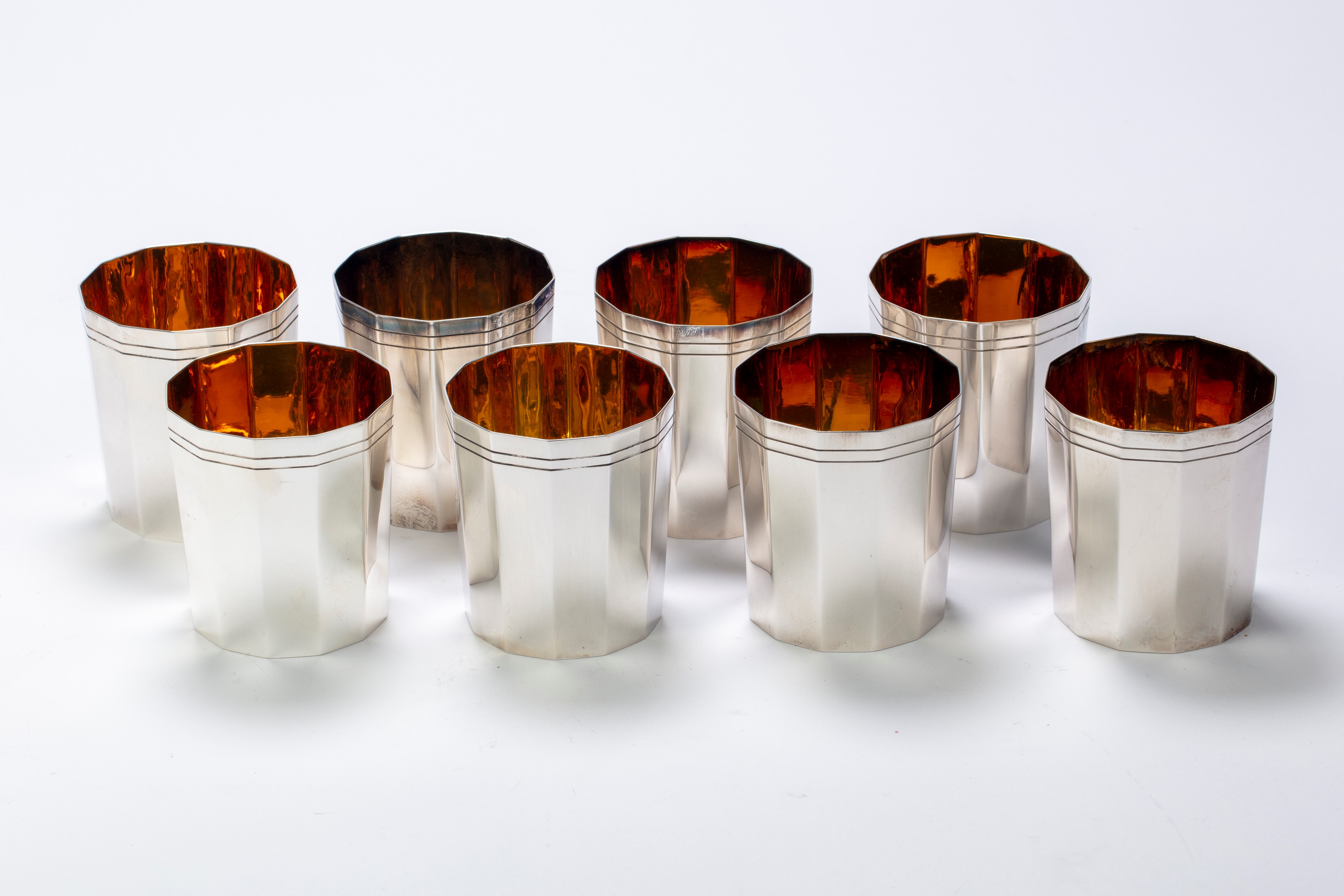 Argenteria Dabbene - Set di otto bicchieri in argento 925 e vermeil