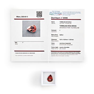 Tormalina Rosa Bruna in Cartina Ct 4,85