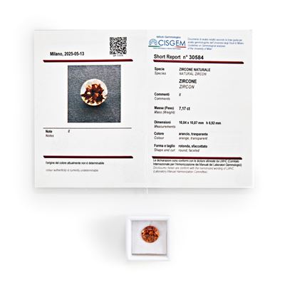 Zircone Arancio in Cartina Ct 7,17