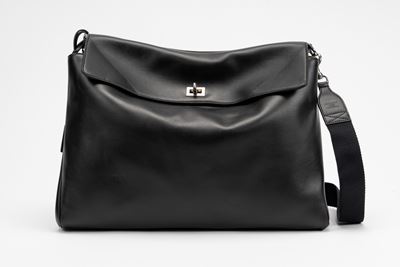 Borsa Rodeo, pelle nera con doppia tracolla e dettagli metallici