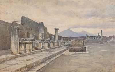 Il Foro di Pompei con il Vesuvio sullo Sfondo