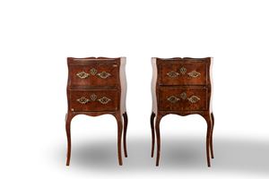 Pair of bedside tables veneered in purple ebony, Sicily, 18th century