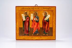 Icona su tavola raffigurante Salomone, Noè e il santo profeta Lot. Russia, XIX secolo