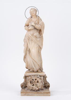 Alabaster sculpture depicting the Virgin Annunciate, Sicily, late 18th century