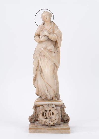Scultura in Alabastro Raffigurante Vergine Annunciata, Sicilia Fine Secolo XVIII