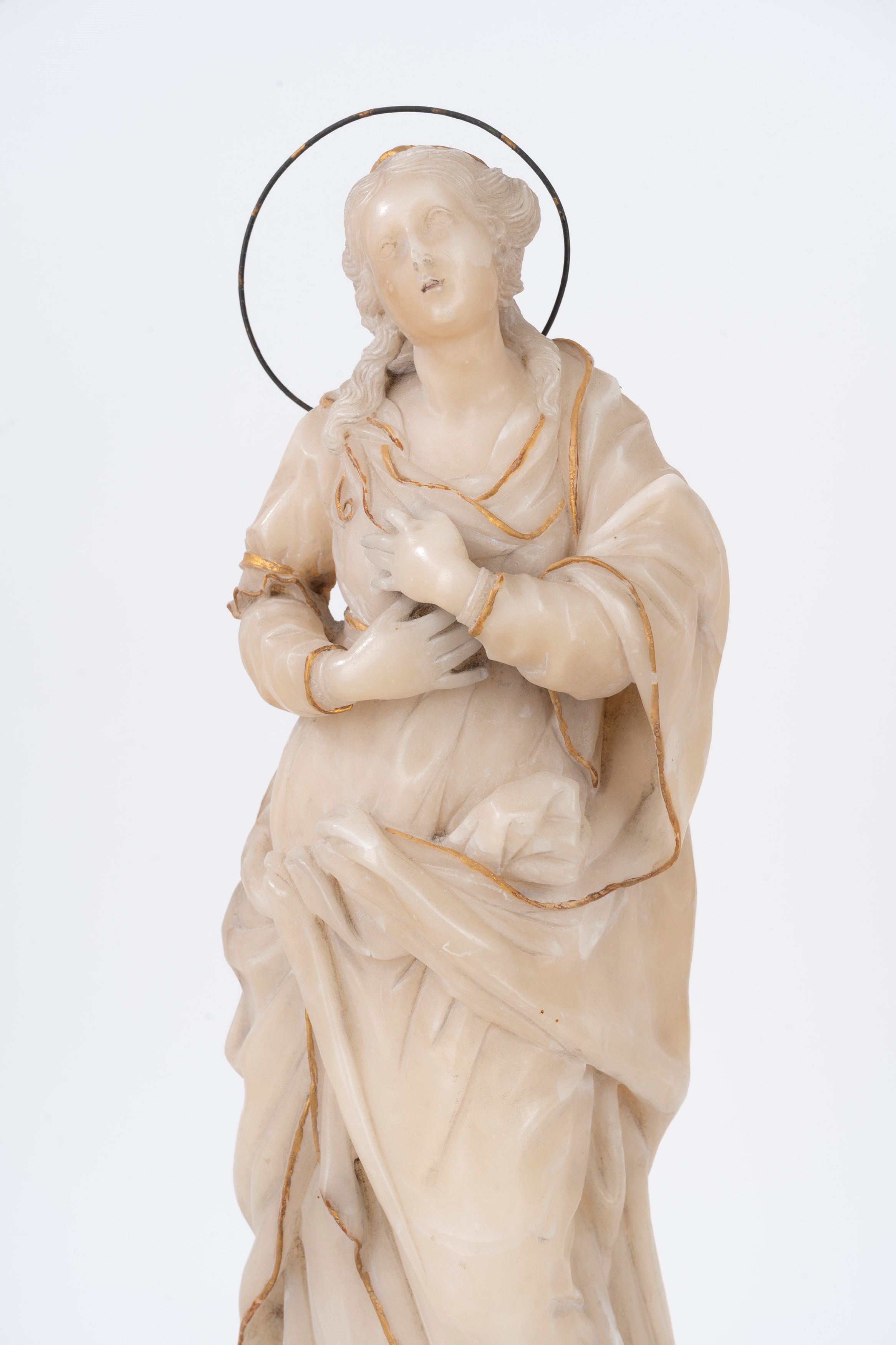 Scultura in Alabastro Raffigurante Vergine Annunciata, Sicilia Fine Secolo XVIII
