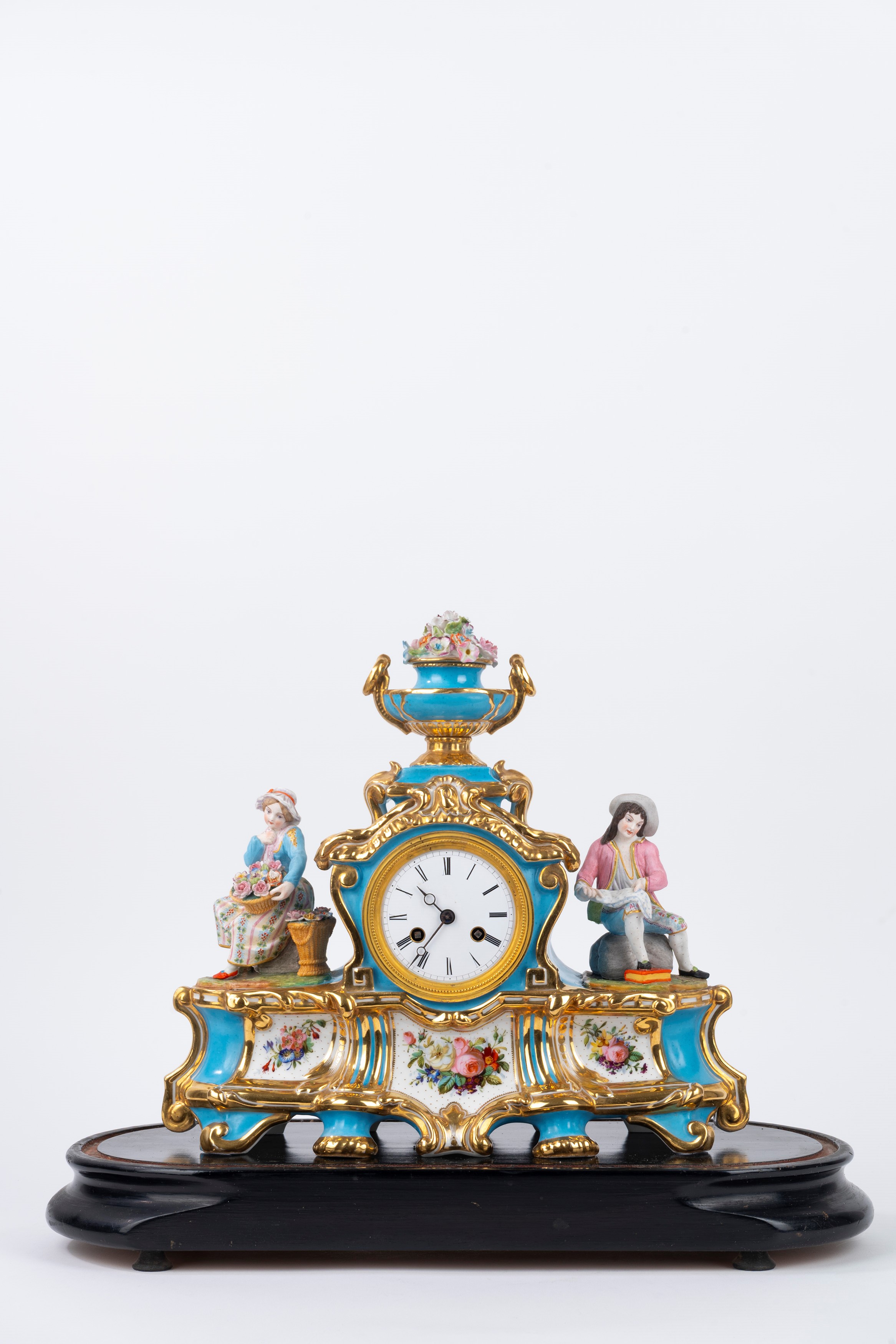 Pendola da Tavolo in Porcellana Policroma, Francia, Luigi Filippo, Secolo XIX