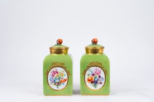 Pair of polychrome porcelain vases, Meissen, 19th century