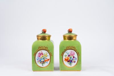 Coppia di Potiches in Porcellana Policroma, Meissen Secolo XIX