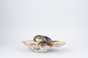 Polychrome majolica appetizer plate with lobster, Le Nove Bassano manufacture