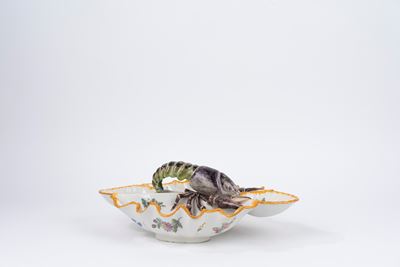 Antipastiera in Maiolica Policroma con Aragosta, Manifattura le Nove Bassano