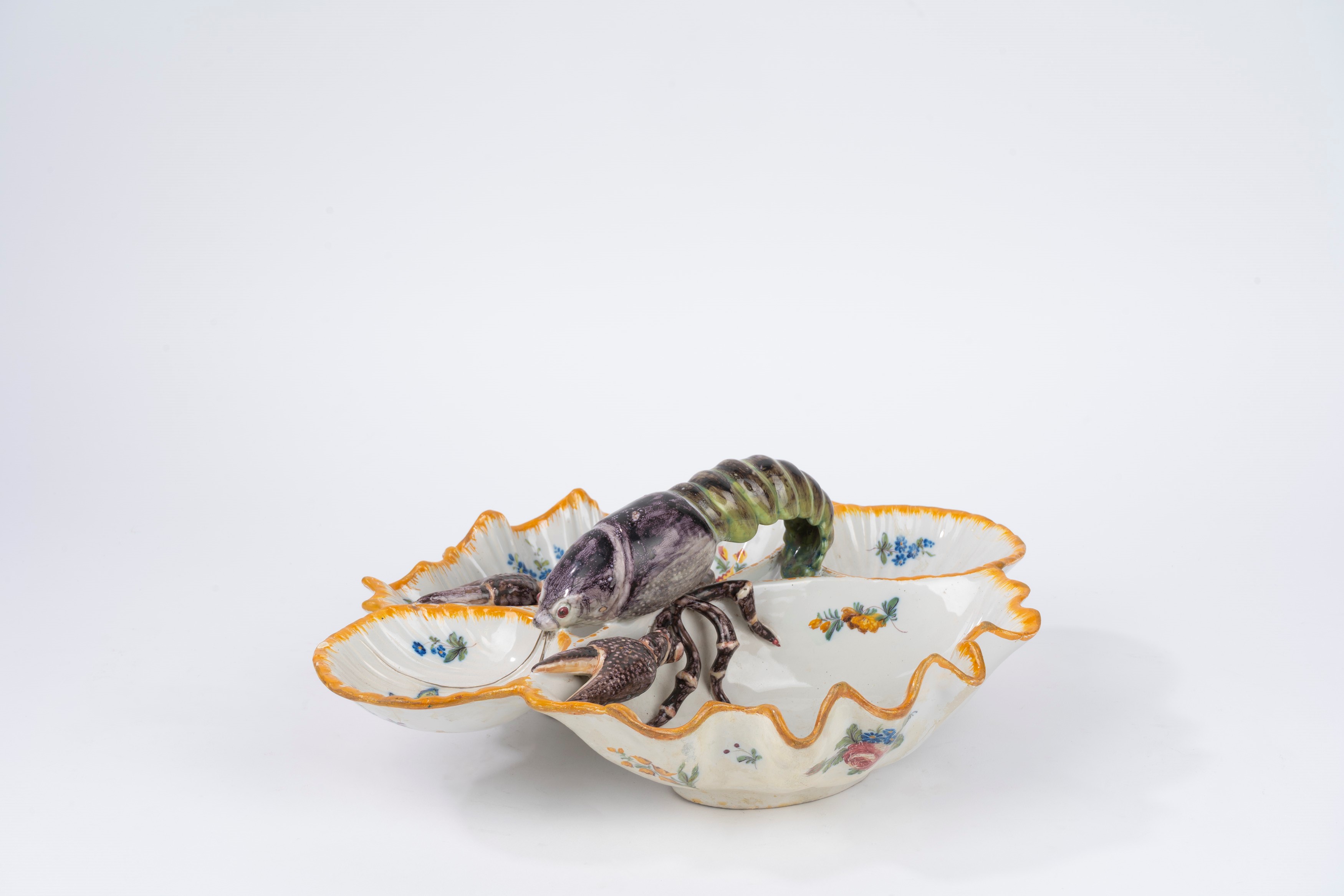 Antipastiera in Maiolica Policroma con Aragosta, Manifattura le Nove Bassano