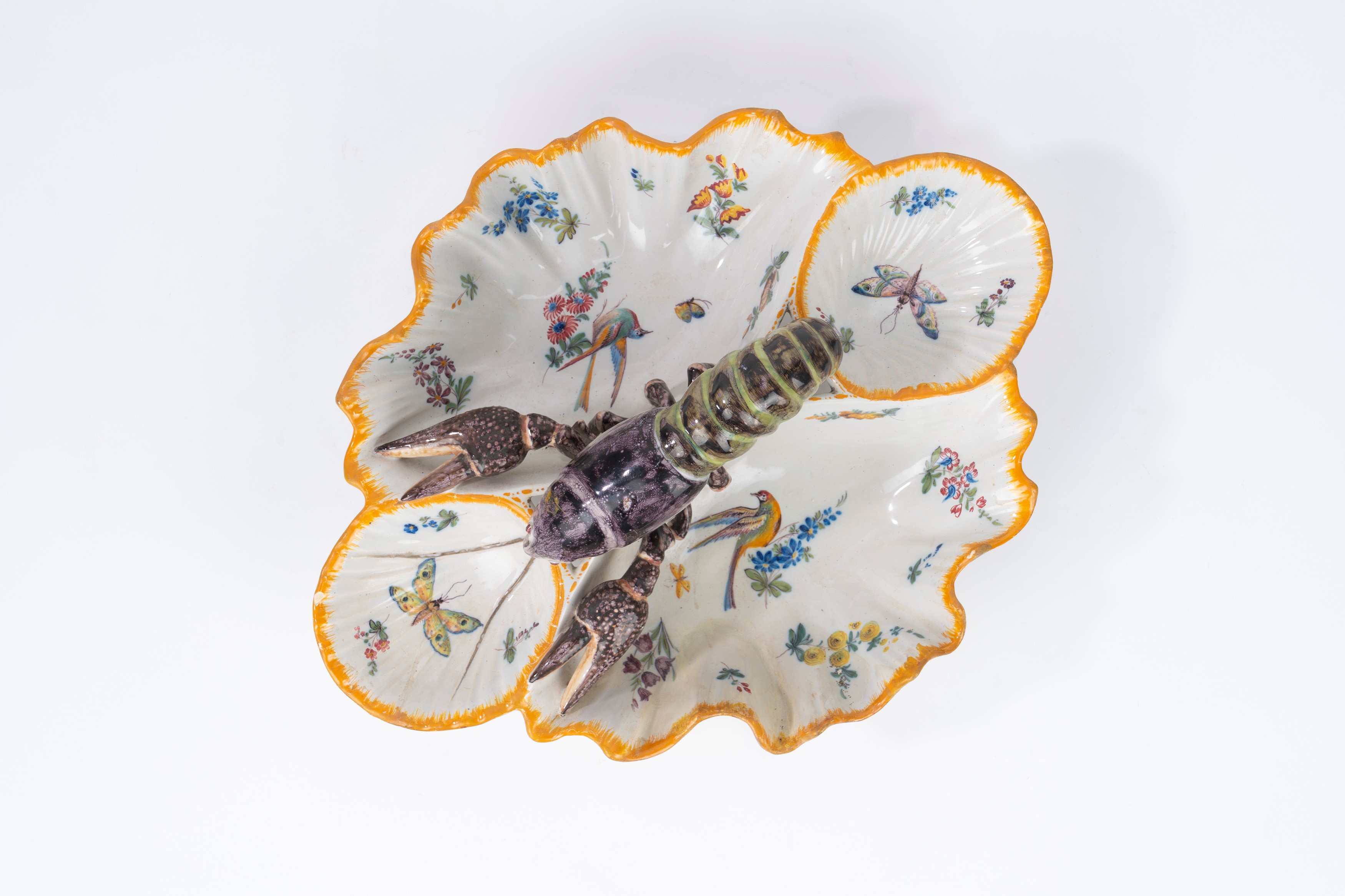 Antipastiera in Maiolica Policroma con Aragosta, Manifattura le Nove Bassano