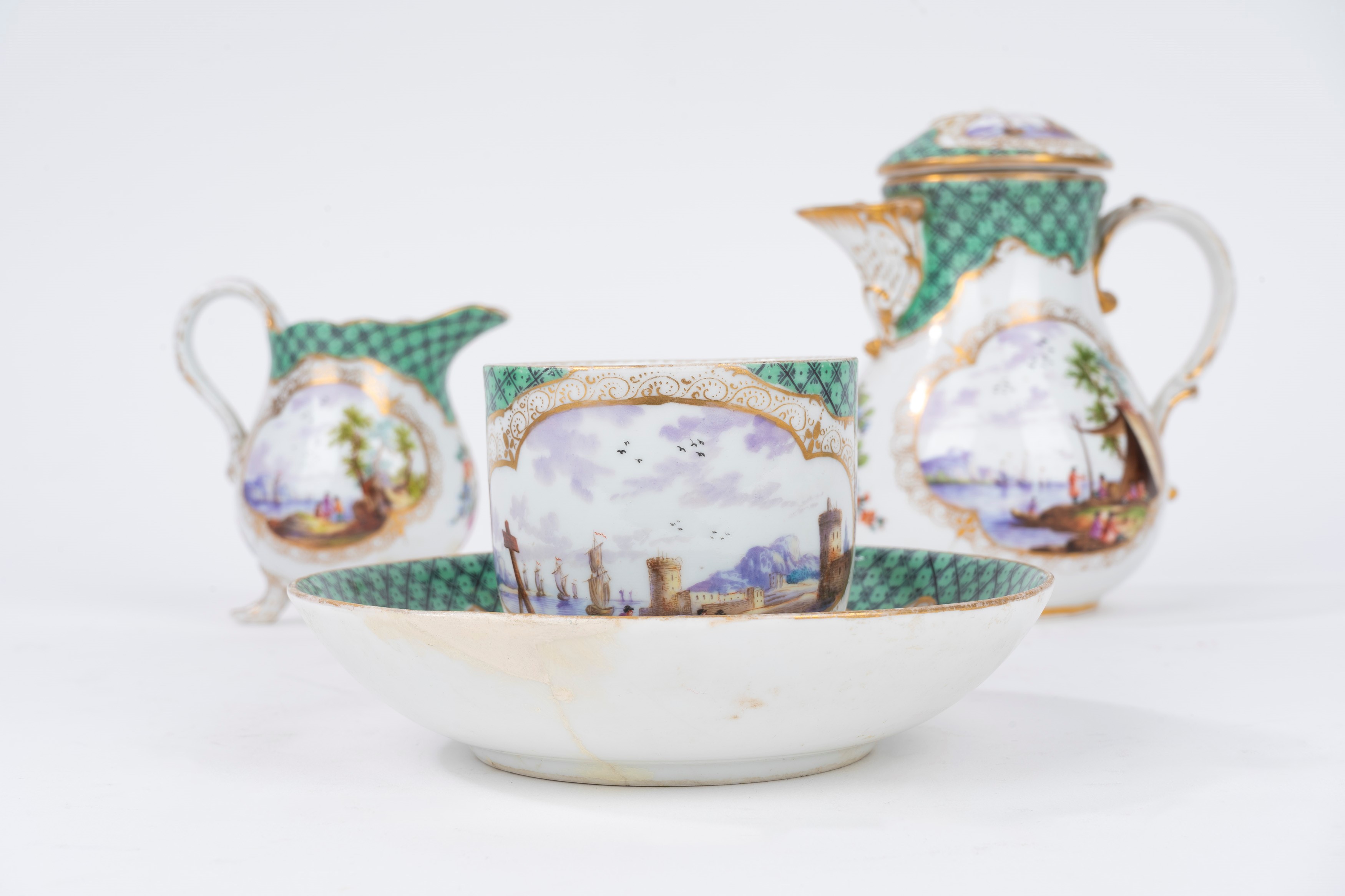 Parte di Servizio Tête-à-tête in Porcellana Policroma Meissen, Secolo XVIII
